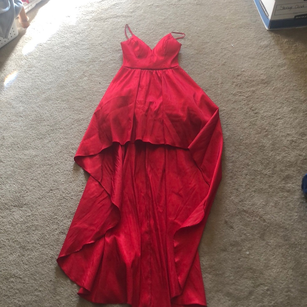 Red high-low dress
